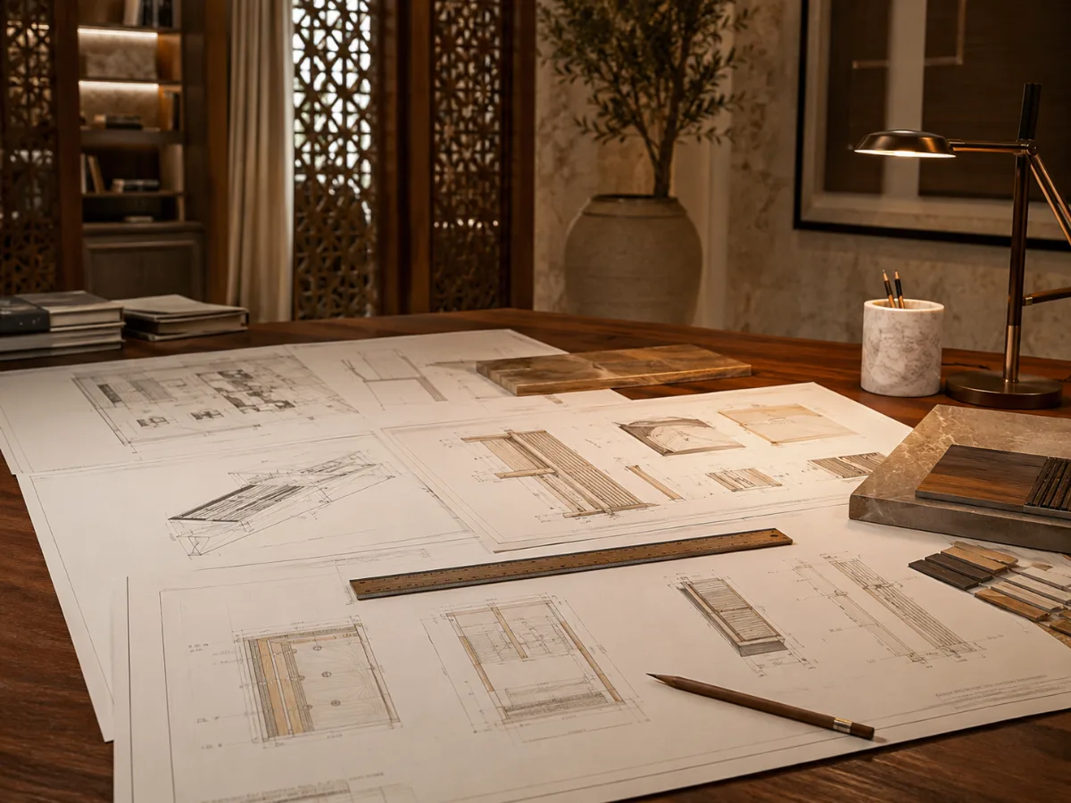 رسومات تنفيذية بمقاسات وملاحظات تصنيع